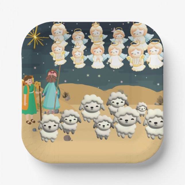 The first Christmas 3D The shepherds  Paper Plate (Front)
