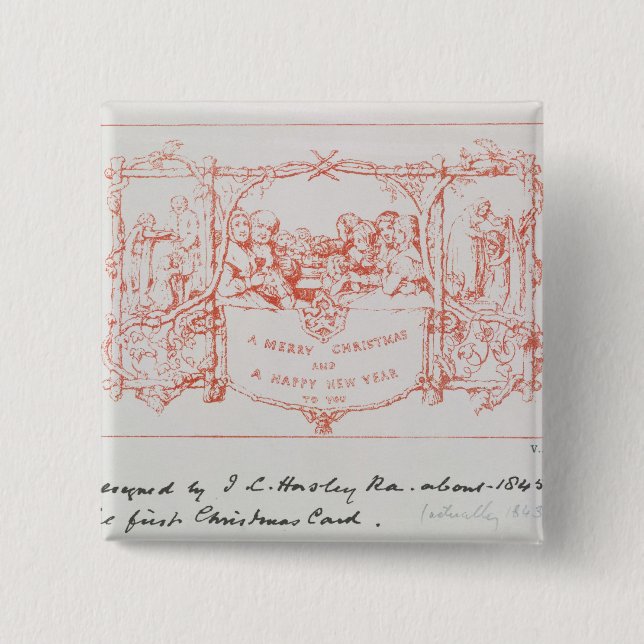 The first Christmas card, by J.C.Horsley, 1843 2 Inch Square Button (Front)