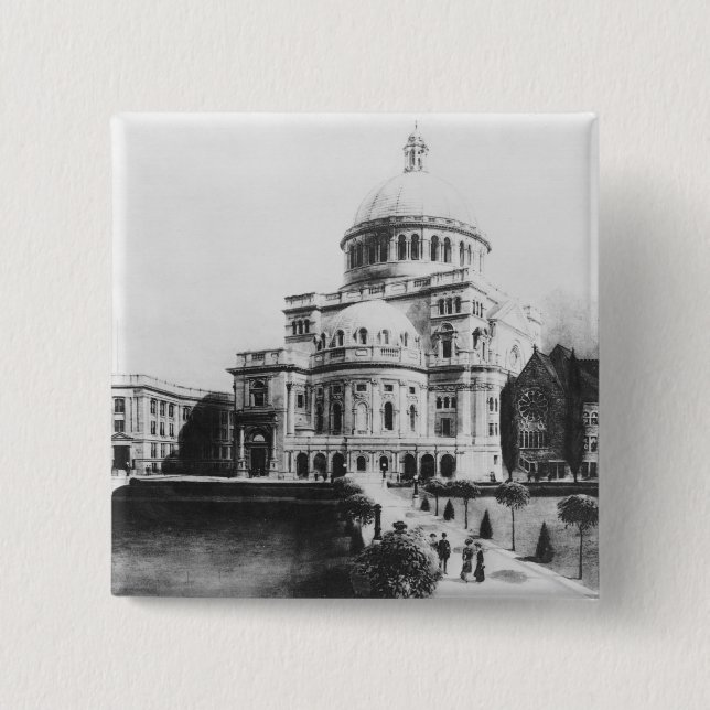 The First Church of Christ, Scientist in Boston 2 Inch Square Button (Front)