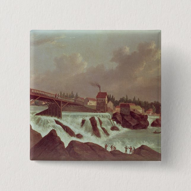 The first cotton mill in America 2 Inch Square Button (Front)