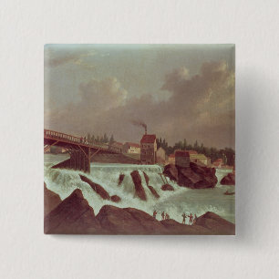 The first cotton mill in America 2 Inch Square Button