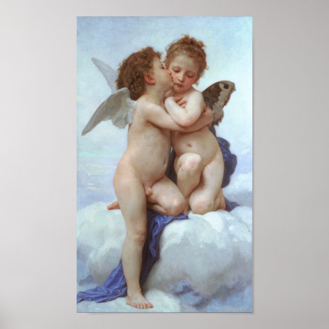 The First Kiss, Amor and Psyche, Bouguereau Poster (Front)
