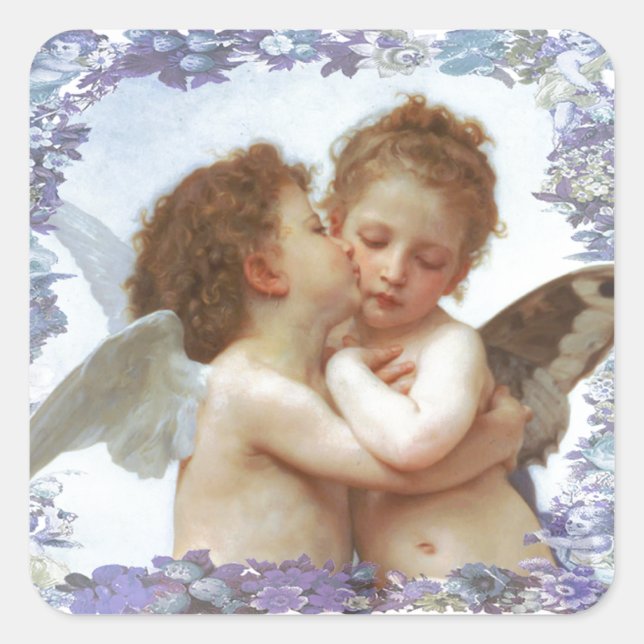 THE FIRST KISS, C.1873 William Bourgeau Square Sticker (Front)