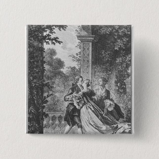 The first kiss of love 2 inch square button (Front)