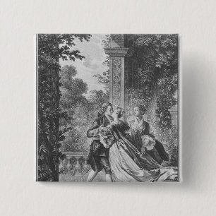 The first kiss of love 2 inch square button