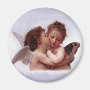 The First Kiss painting by William Bouguereau Magnet