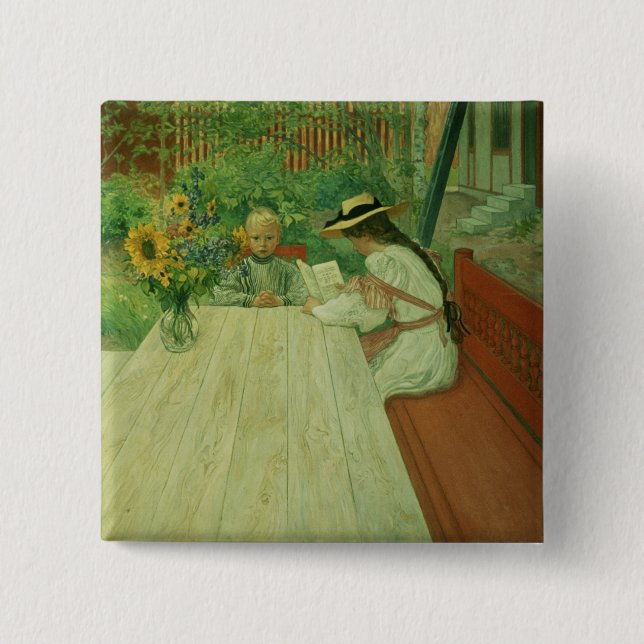 The First Lesson, 1903 2 Inch Square Button (Front)