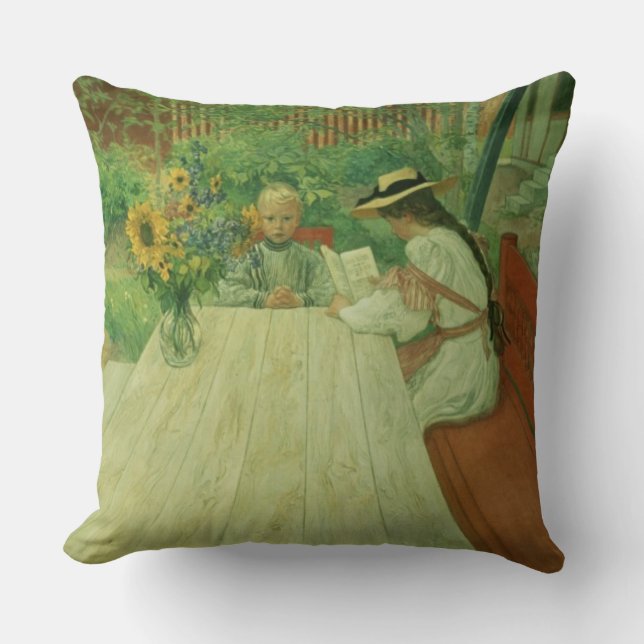 The First Lesson, 1903 Throw Pillow (Front)