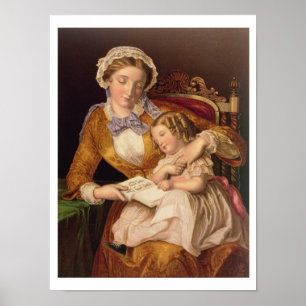 The First Lesson, pub. by Baxter, 1855 (print) Poster