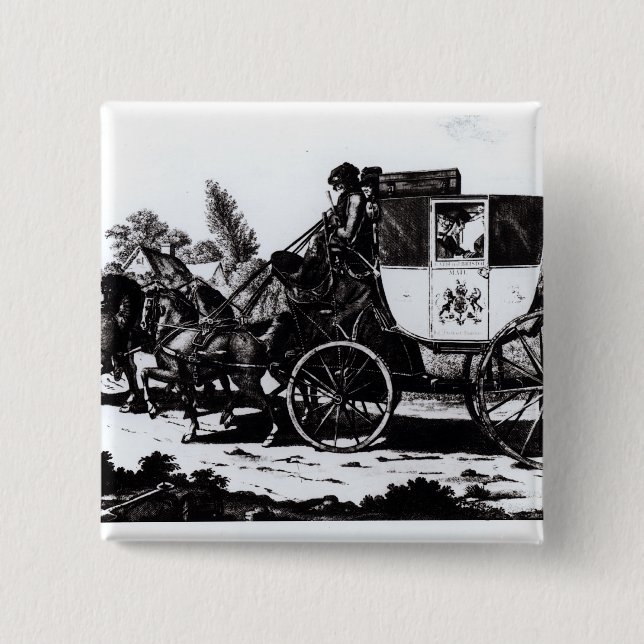 The First Mail Coach, 1784 2 Inch Square Button (Front)