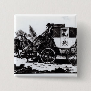 The First Mail Coach, 1784 2 Inch Square Button