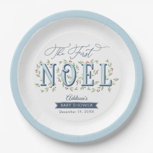 The First Noel Christmas Baby Shower Paper Plate
