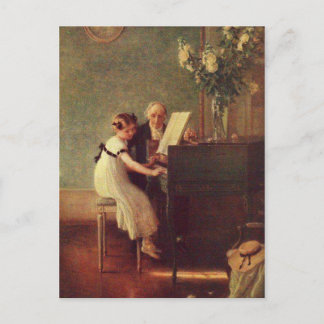 The First Piano Lesson by Muenier Postcard