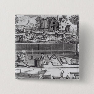 The First Plate of the Woollen Manufacture 2 Inch Square Button