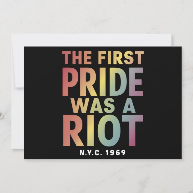 The First Pride Was A Riot LGBT Gay Ally Rainbow  Invitation (Front)