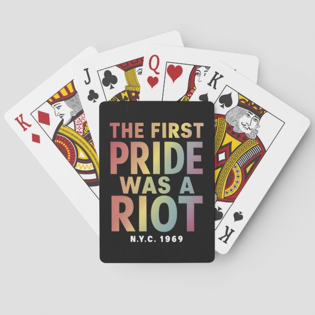 The First Pride Was A Riot LGBT Gay Ally Rainbow  Playing Cards (Back)