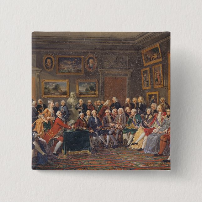 The First Reading at Mme 2 Inch Square Button (Front)