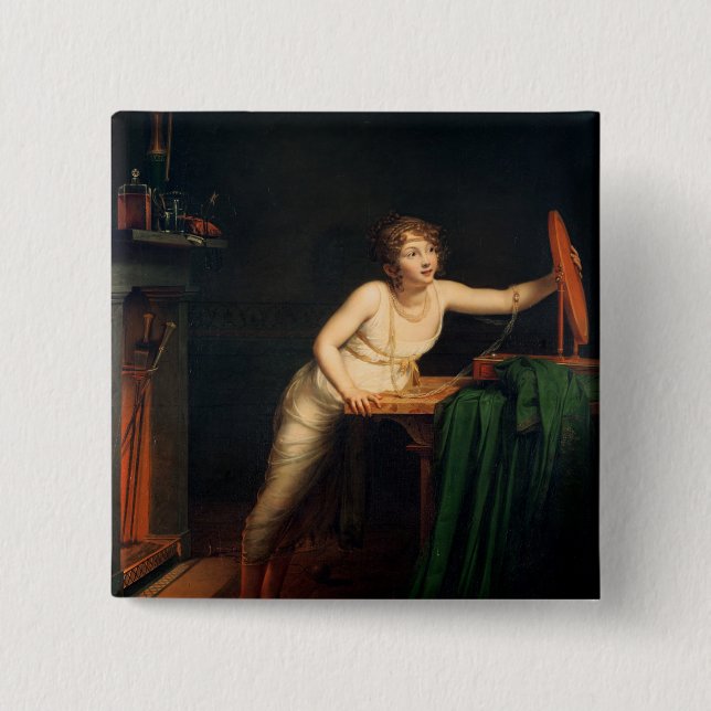 The First Sense of Coquetry, 1804 2 Inch Square Button (Front)