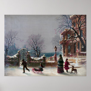 The First Snow Christmas scene Archival print