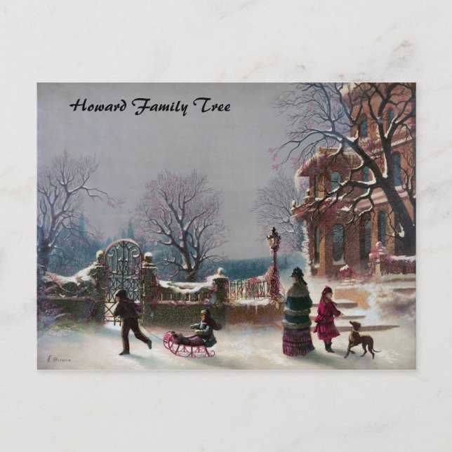 The First Snow Christmas scene Holiday Postcard (Front)