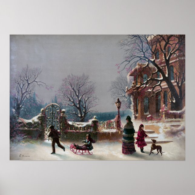 The First Snow Christmas scene Poster (Front)