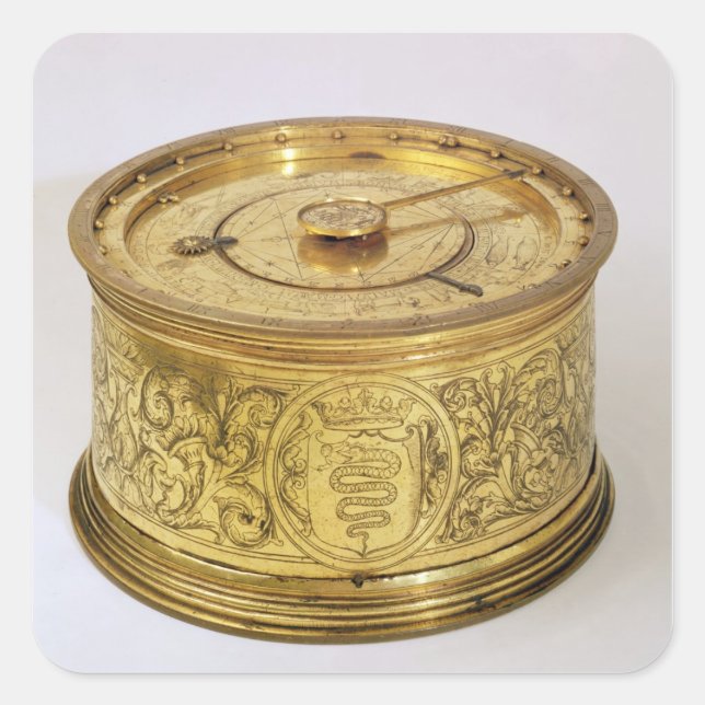 The first spring driven clock with fusee, 1525 square sticker (Front)