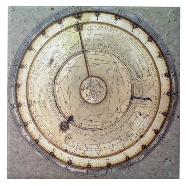 The first spring driven clock with fusee, view of tile (Front)