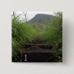 The first step invites hikers up Koko Crater 2 Inch Square Button