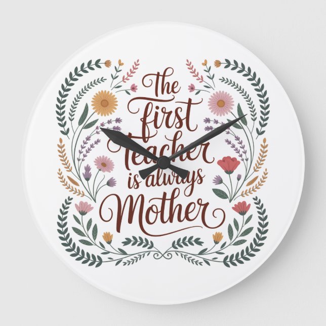 The First Teacher Is Always Mother Large Clock (Front)