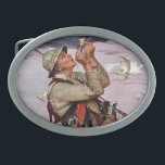 The Fish are Jumping Belt Buckle<br><div class="desc">Artist: Mead Schaeffer | Fisherman changing lure as fish leap</div>