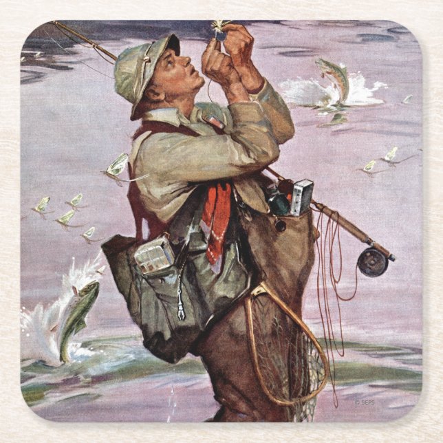 The Fish are Jumping Square Paper Coaster (Front)