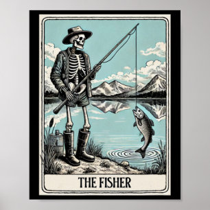 The Fisher Skeleton Tarot Card For Fishing Lovers  Poster