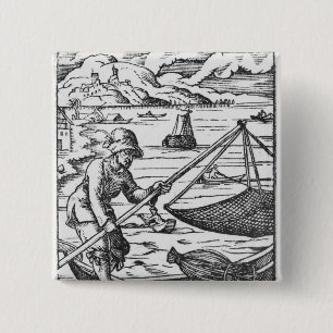 The fisherman 2 inch square button