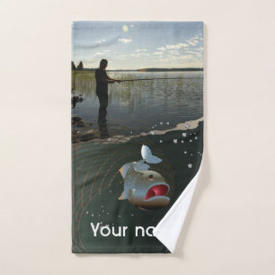 The fisherman​​​​​​​. Happy fishing Hand Towel