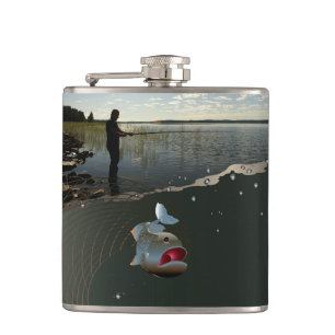 The fisherman. Happy fishing Hip Flask