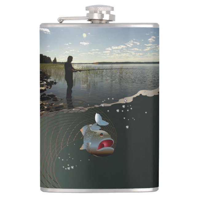 The fisherman​​​​​​​. Happy fishing Hip Flask (Front)