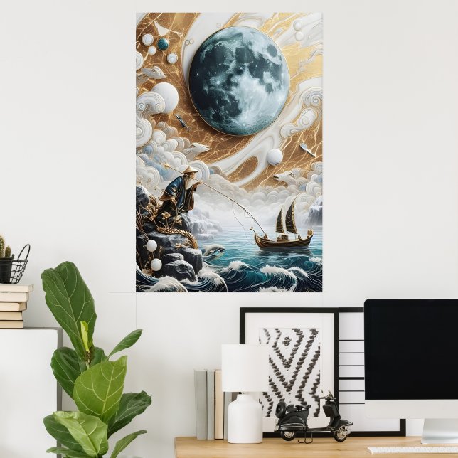 The Fisherman Under The Moonlit Sea Poster (Home Office)