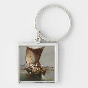The Fisherman's Family (oil on canvas) Keychain