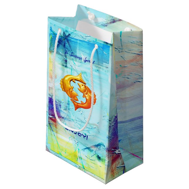 The Fishes Pisces  Small Gift Bag (Front Angled)