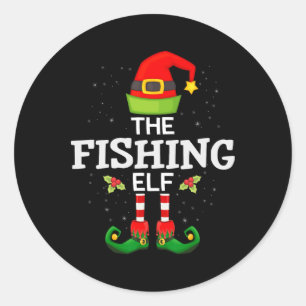 The Fishing Elf Christmas Family Matching Pajama Classic Round Sticker