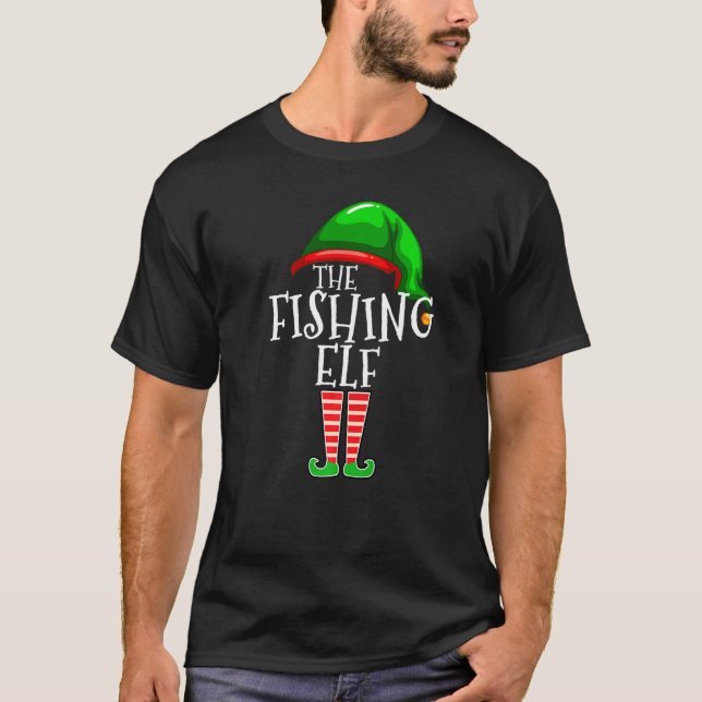 The Fishing Elf  Family Matching Group Christmas T-Shirt (Front)