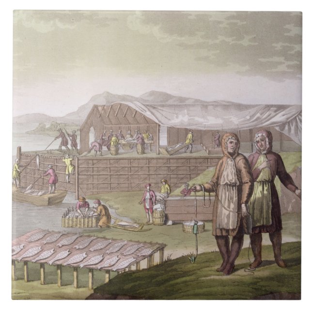 The fishing industry, Newfoundland, from 'Le Costu Tile (Front)