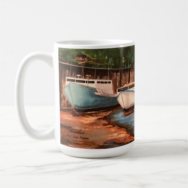 The Fishing Village Original Hand Painted Artwork Coffee Mug (Left)