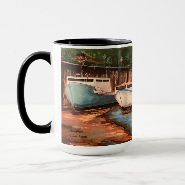 The Fishing Village Original Hand Painted Artwork Mug (Left)
