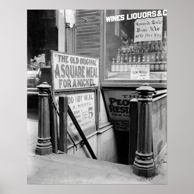 The Five Cent Restaurant, 1915. Vintage Photo Poster (Front)