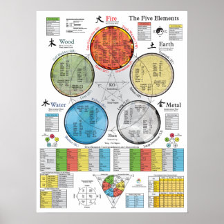 The Five Elements of Acupuncture Poster 18" X 24" 