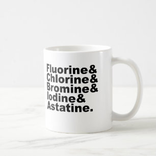 The Five Halogens of Chemistry   Chlorine Bromine Coffee Mug