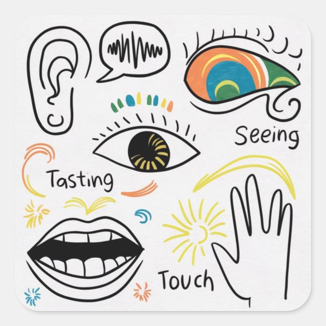 The Five Senses Square Sticker (Front)