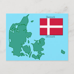 The flag and Map of Denmark Postcard