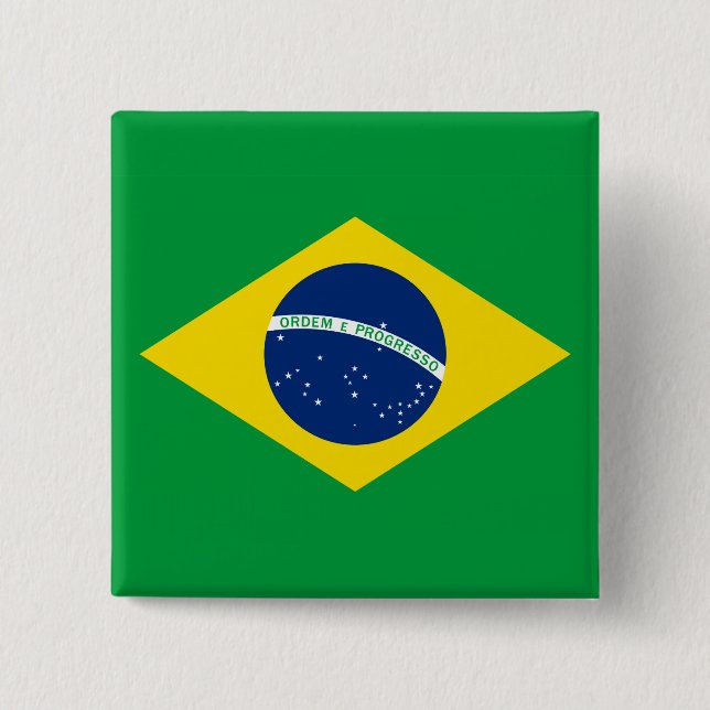 The Flag of Brazil 2 Inch Square Button (Front)